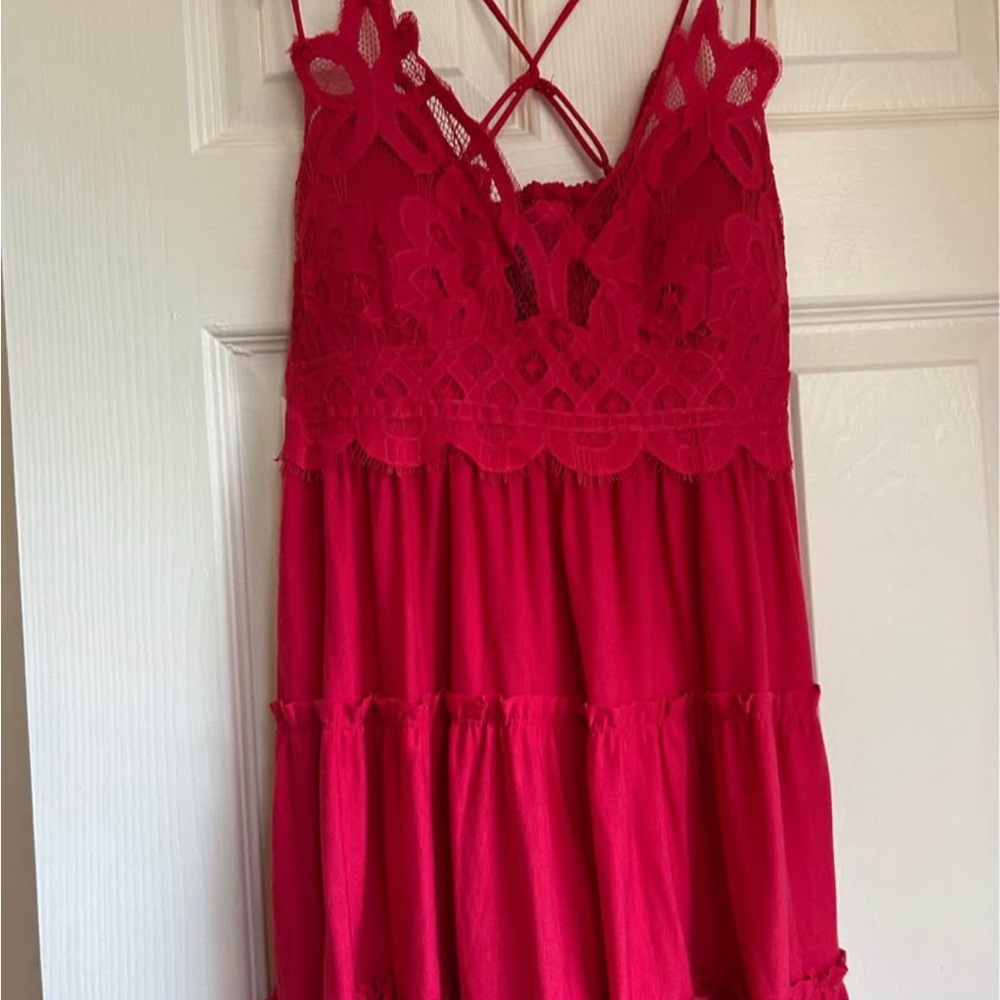 Red Lace Summer Dress: Juniors XL